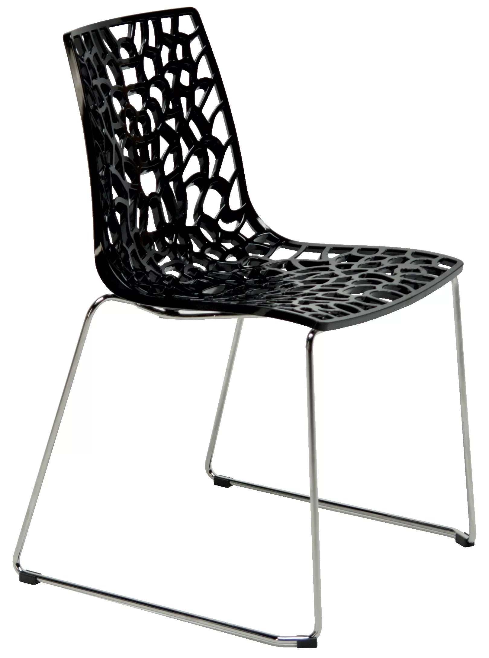 Gruvyer Spider Web Chrome Steel Rod Sled Base Side Chairs