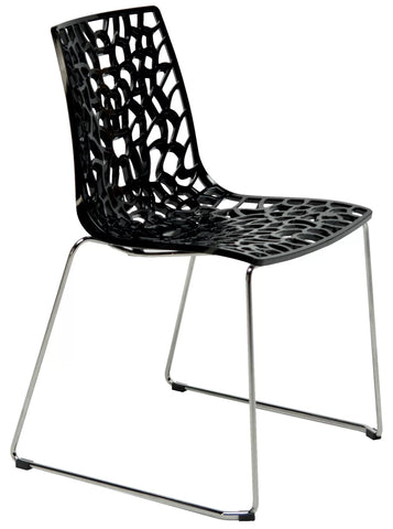 Gruvyer Spider Web Chrome Steel Tubular Legs Side Chairs