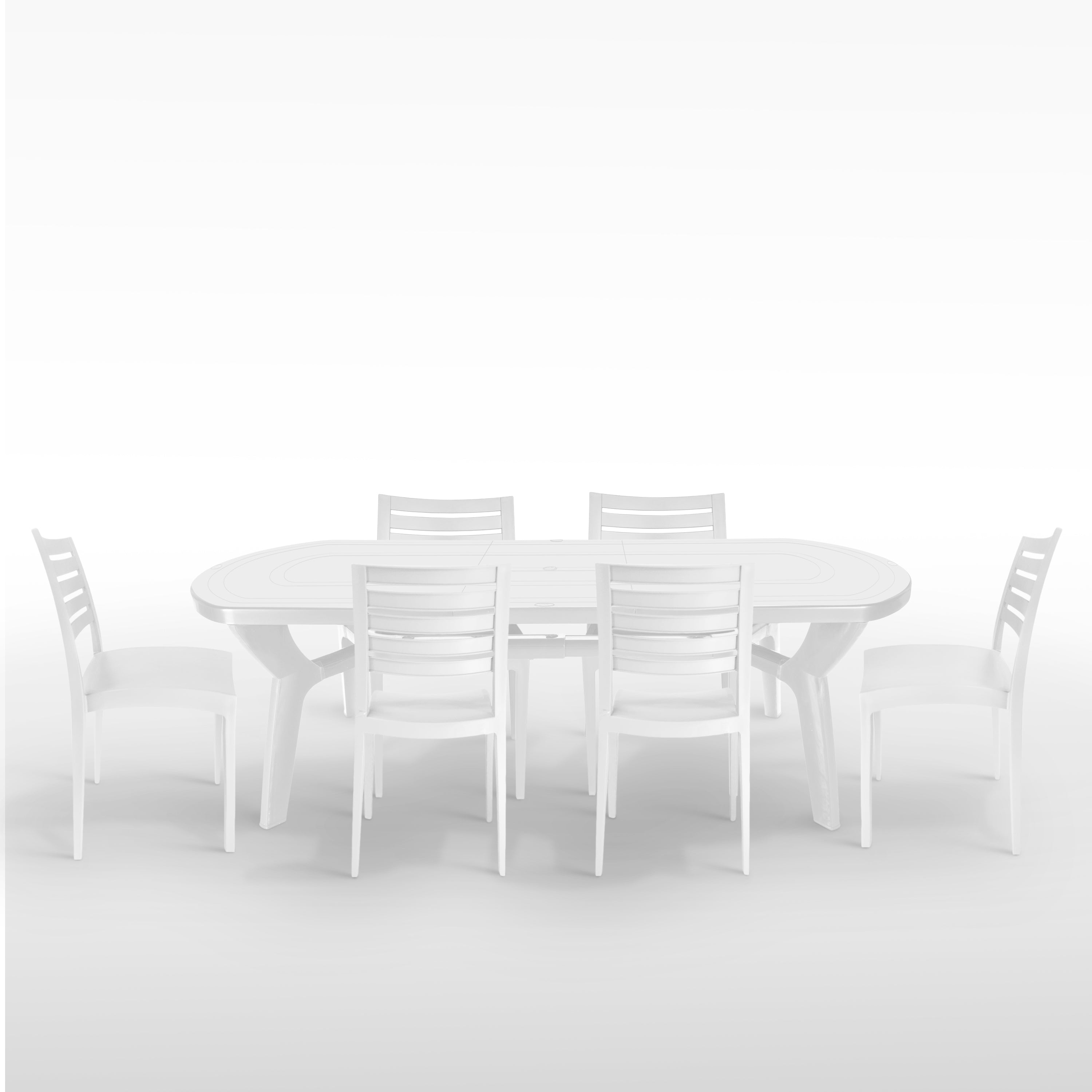 Pagoda Table in White with 6 Firenza Ladder Back Chairs