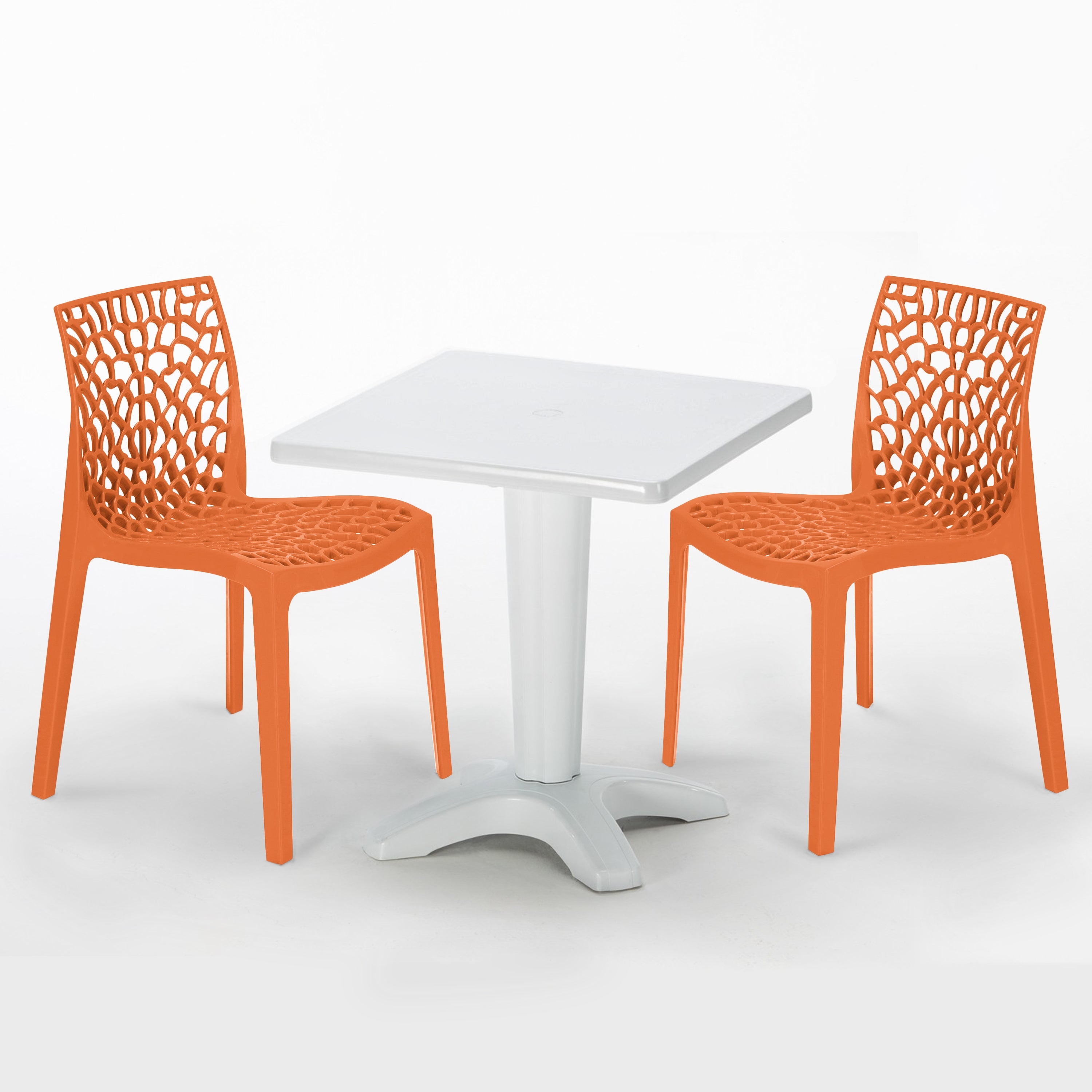 Zavor Bistro Table in White with 2 Colorful Gruvyer Chairs