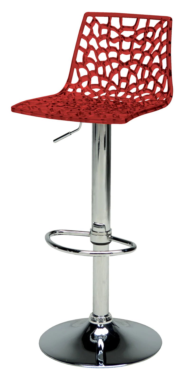 Does the amount of wine you drank affect the color of this Bordeaux red translucent adjustable bar stool?