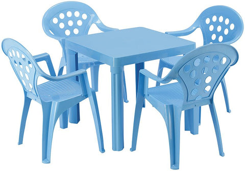 Gruvyer 35.5" x 59" Table in White with 6 Gruvyer Spider Web Chairs