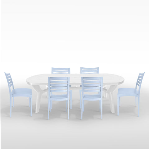 Gruvyer 35.5" x 35.5" Table in White with 4 Gruvyer Spider Web Chairs