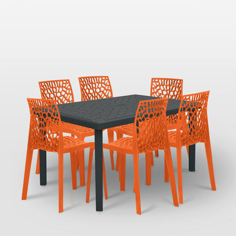 Gruvyer 35.5" x 35.5" Table in Anthracite with 4 Gruvyer Spider Web Chairs