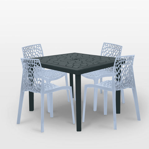 Gruvyer 35.5" x 59" Table in White with 6 Gruvyer Spider Web Chairs