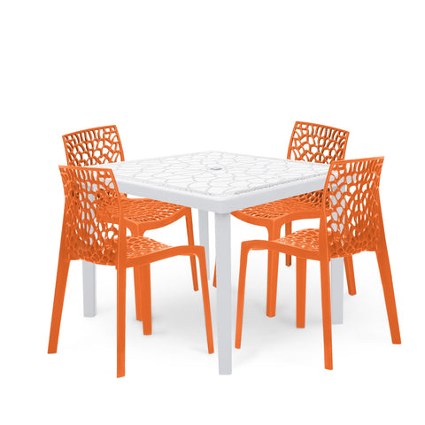 Gruvyer Rectangular Table - 35.5" x 59" - Outdoor-Indoor Dining Table with Spiderweb Pattern