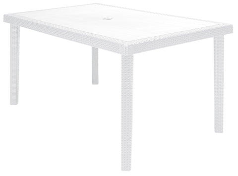 Boheme Rattan Table in White 35.5" x 35.5" with 4 Chairs
